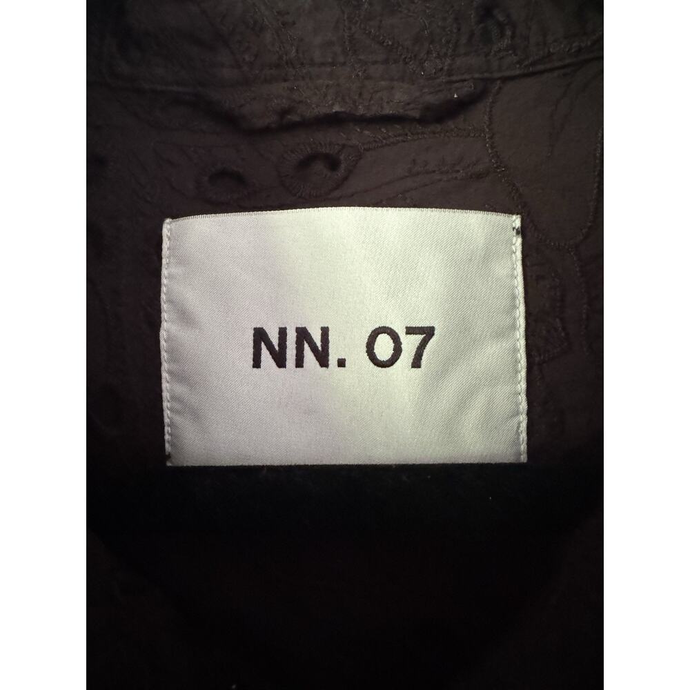 NN07 Adwin Broderie Anglaise Cotton Embroidered Button Up Black Shirt Men’s XL - Picture 8 of 8